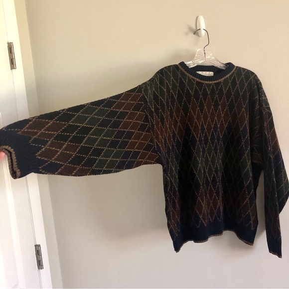 Vintage Crossings Diamond Pattern Crewneck Acrylic Sweater - Picture 2 of 7